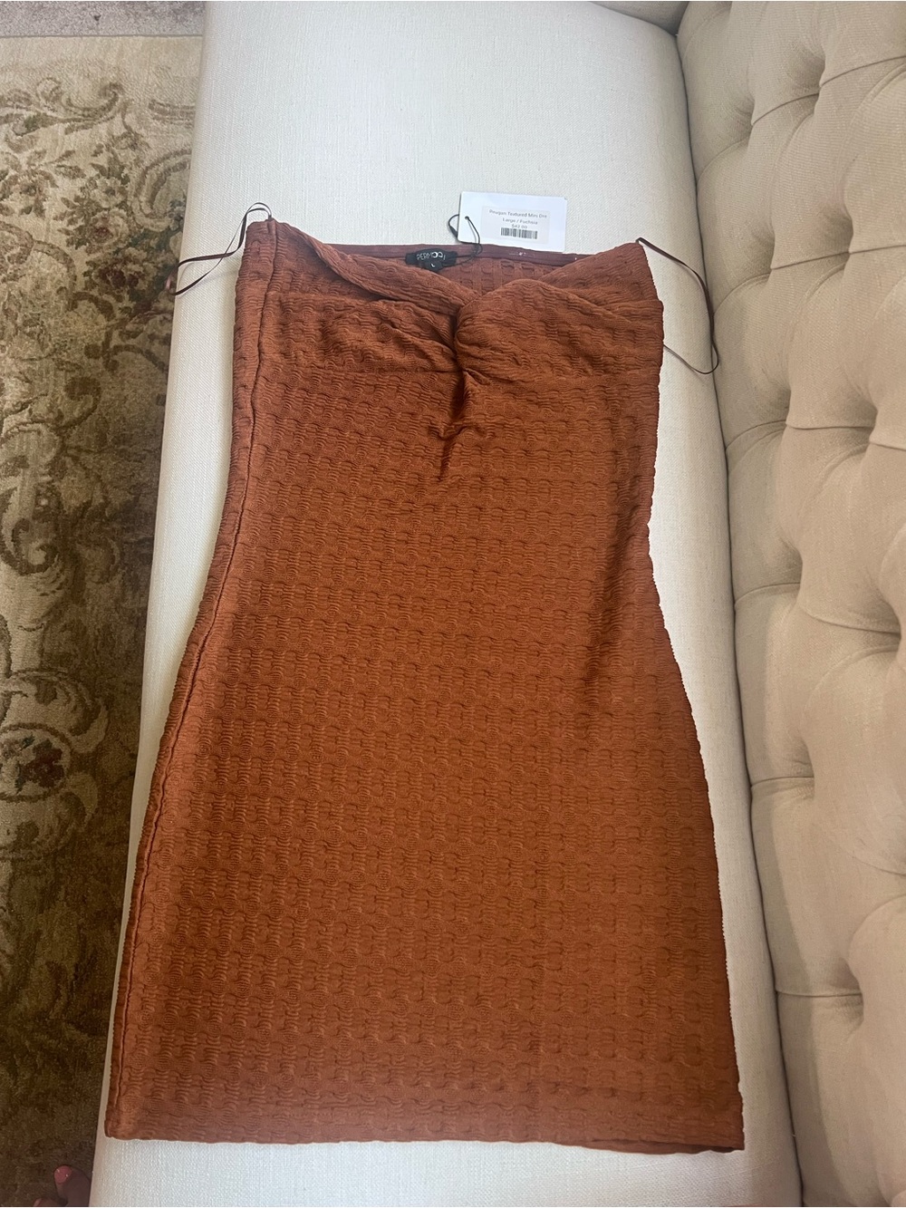 PaperMoon Rust Textured Strapless Slip Dress